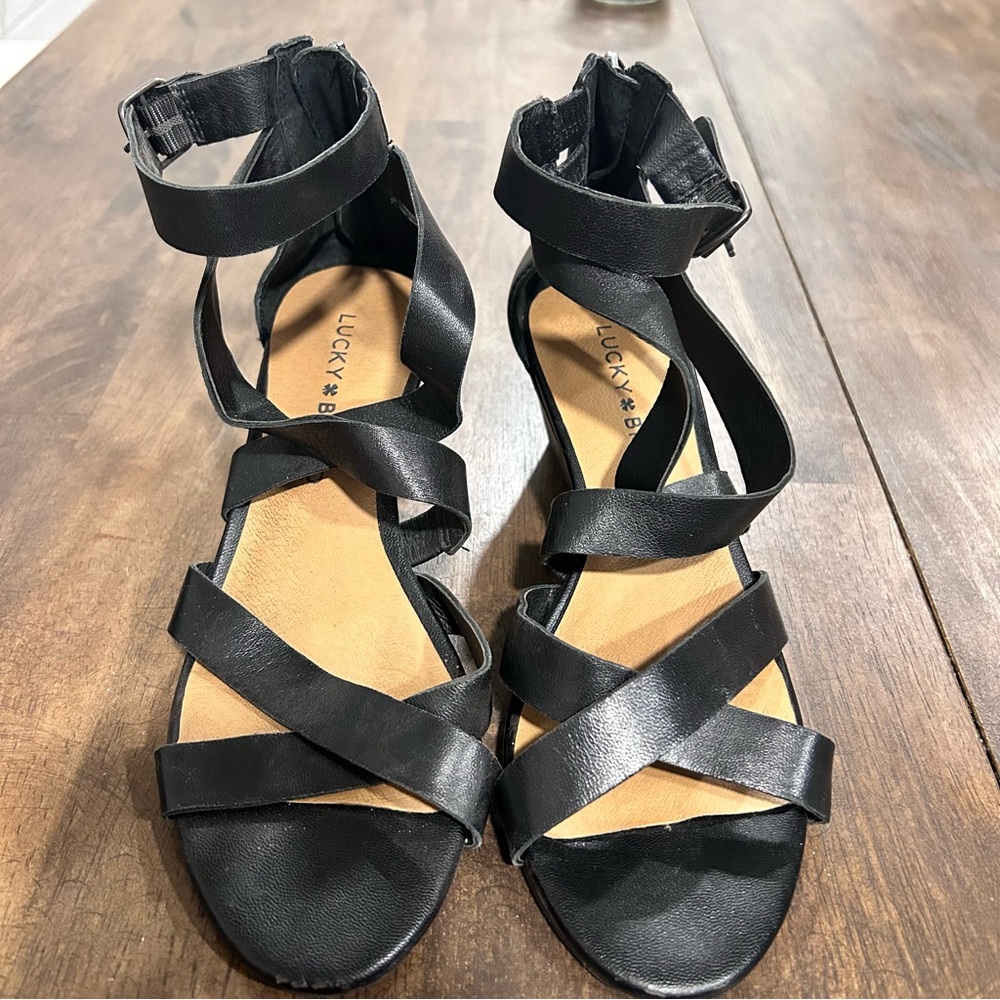Lucky Brand Black Wedge Sandals
